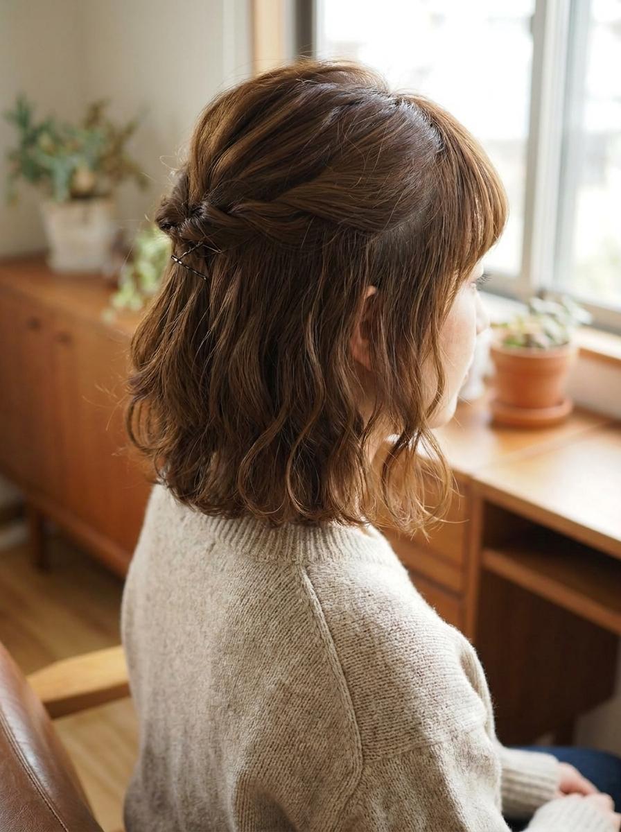 Kurzer Bob mit Mini Half-up Look - kurzen Bob stylen